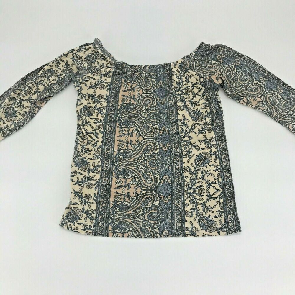 Love Spell Long Sleeve Boat Neck Printed Blouse Women’s Size Small